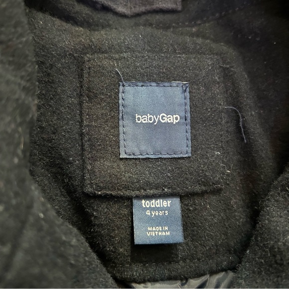 BABY GAP Boys Size 4 Dark Blue Pea Coat Wool Lapel collar, double-button front - Picture 5 of 10